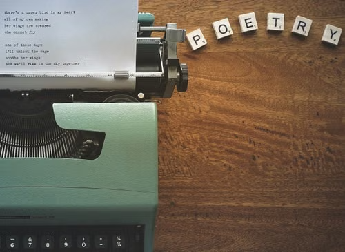 Vintage typewriter with a poem